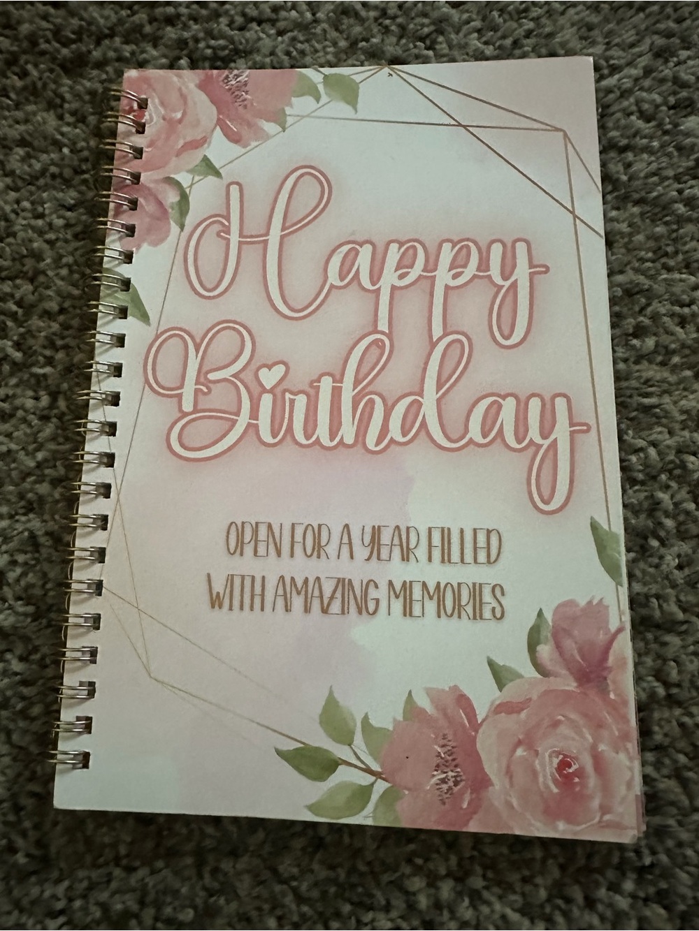 Happy Birthday Floral Pink Spiral Notebook - Brand